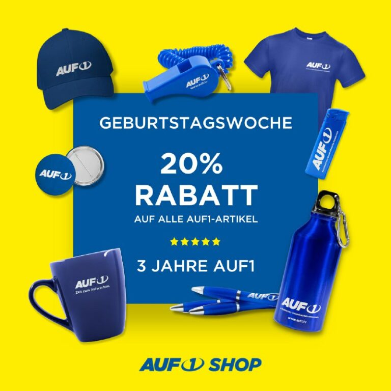 AUF1 feiert 3. Geburtstag: 20% Rabatt im AUF1 Shop!