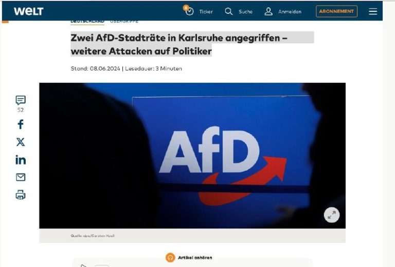 Angriffe auf Politiker: AfD-Stadträte in Karlsruhe attackiert