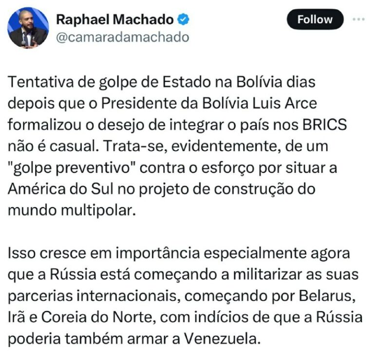 Boliviens Präsident will den BRICS beitreten – möglicher Zusammenhang mit Aufstand