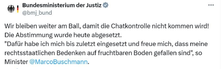 Buschmann und europäische Kollegen gegen Chatkontrollen