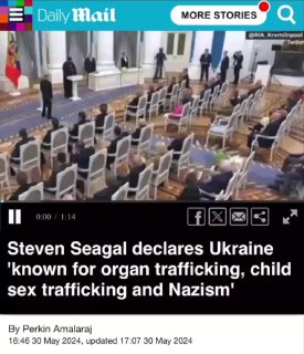 Steven Seagal: Ukraine known for Organ trafficking, child sex trafficking, and National Socialism