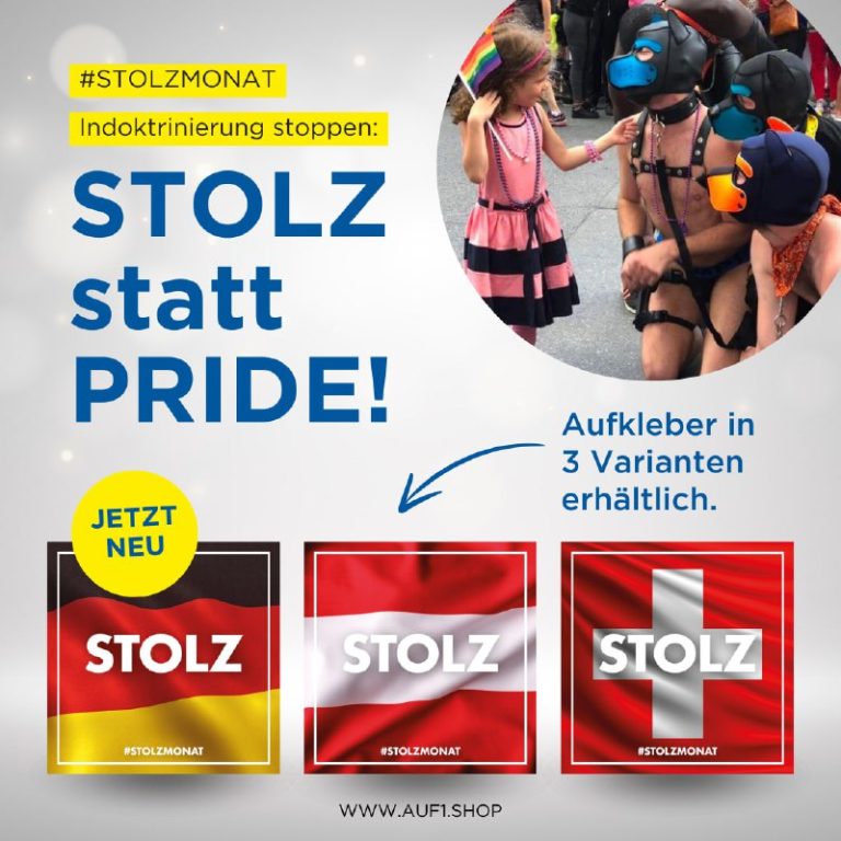 Stolzmonat statt queerer „Pride Month“ – Aufkleber für Deutschland, Österreich und die Schweiz 🇩🇪🇦🇹🇨🇭👉Jetzt bestellen und ein Zeichen setzen