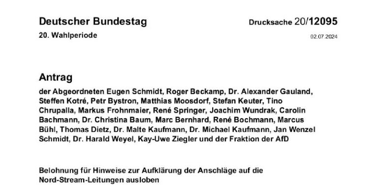 AfD fordert Millionen-Belohnung für Nord Stream-Aufklärung