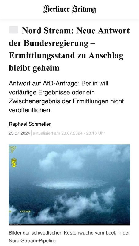 Berlin hält Erkenntnisse zum Nord Stream-Anschlag geheim