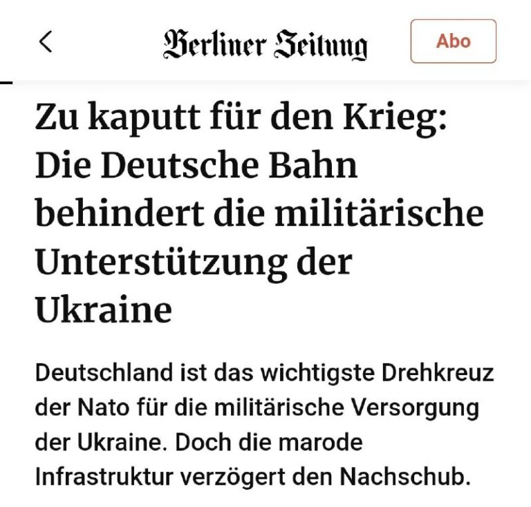 Deutsche Bahn behindert militärische Unterstützung der Ukraine