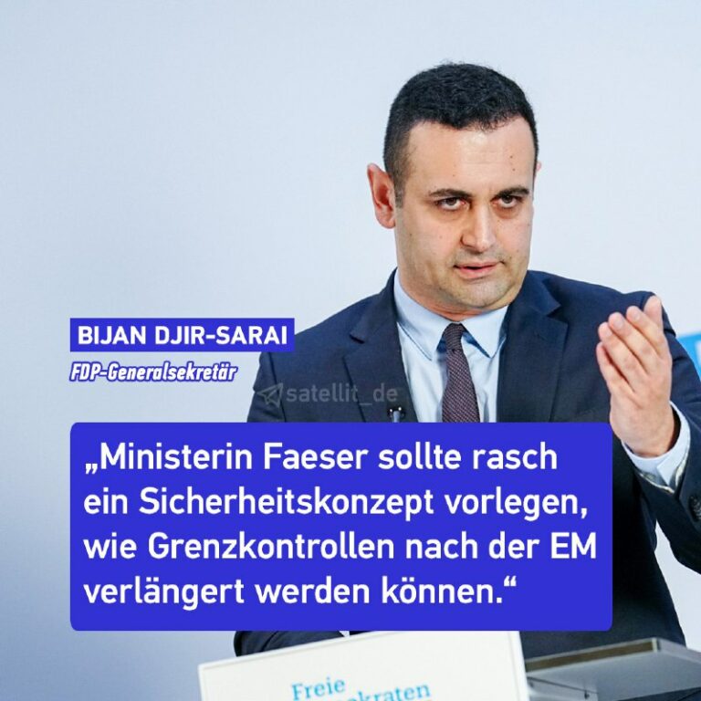 FDP-Generalsekretär will Verlängerung von Grenzkontrollen über EM hinaus