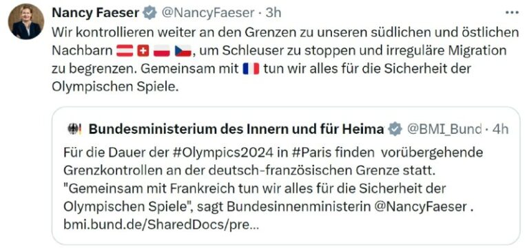 Grenzkontrollen während der Olympischen Spiele in Paris