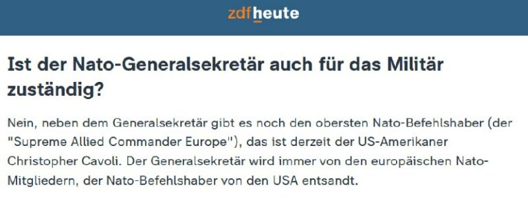 NATO-Generalsekretär nur administrative Figur? ZDF deckt auf