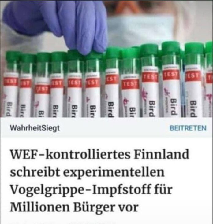 Das #WEF kontrollierte #Finnland:Die #Vogelgrippe H5N1 ist eigentlich eine Tier-...