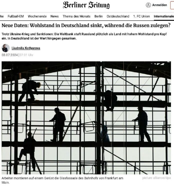 Berliner Zeitung: Wohlstand in Deutschland sinkt, während die Russen zulegen?Der...
