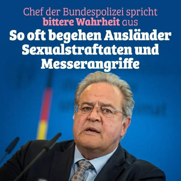 Chef der Bundespolizei warnt vor zunehmender Kriminalität in Deutschland: Ausländer verüben mehr Sexualstraftaten und Messerangriffe.