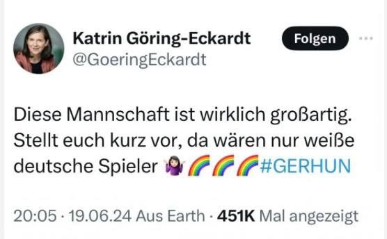 Göring-Eckardt: EM-Tweet entfacht Rassismus-Debatte