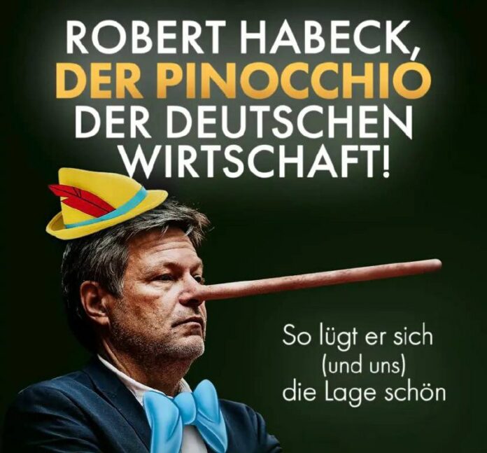 Habeck: Der Pinocchio der deutschen Wirtschaft! Das Scheitern seines grünen „Robert Habeck, der Pinocchio der deutschen Wirtschaft! So lügt er sich (und uns...