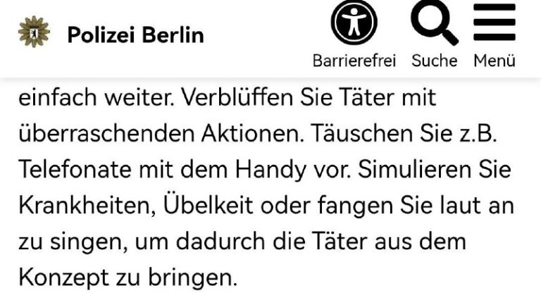 Tipps gegen Angriffe: „Übelkeit vortäuschen oder laut singen“ – Berliner Polizei