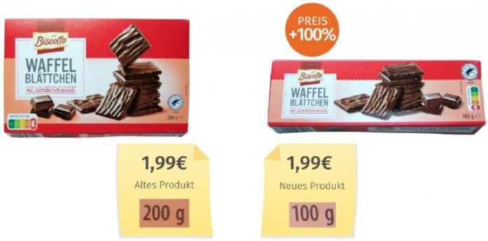 Mogelpackung des Monats bei #Aldi – Waffelblättchen sind plötzlich doppelt so te...