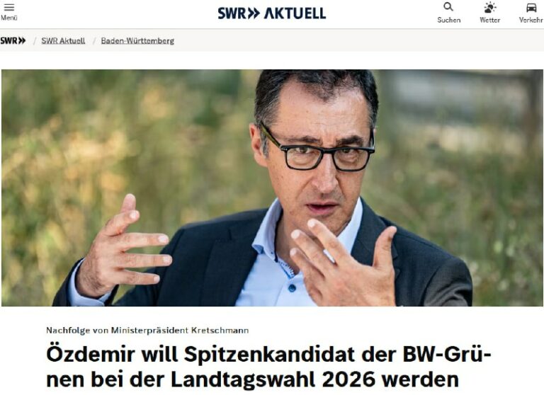 Özdemir als Spitzenkandidat für Grüne BW 2026 – Medienbericht