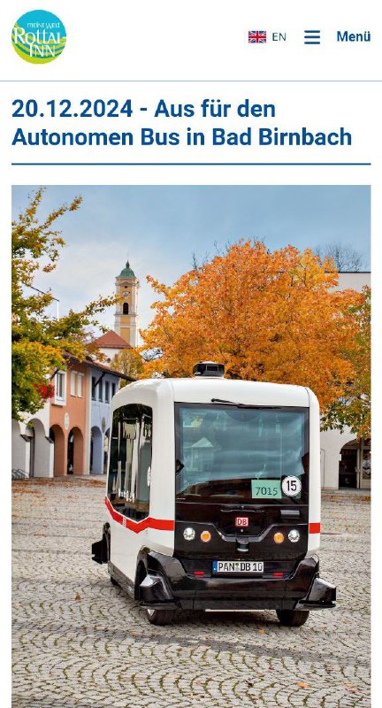 Autonome Busse in Bad Birnbach fahren nur noch bis SilvesterIm kommenden Jahr fä…