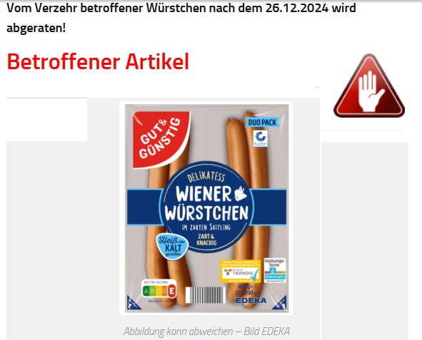 Edeka ruft Wiener Würstchen zurückDie #Edeka-Zentrale hat in mehreren Bundesländ…