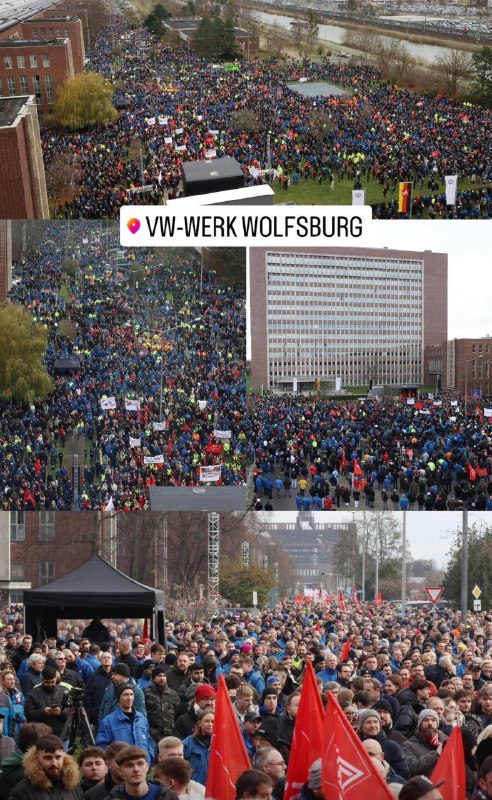 Mehr als zehntausend VW-Mitarbeiter im WarnstreikAn fast allen deutschen #Volksw…