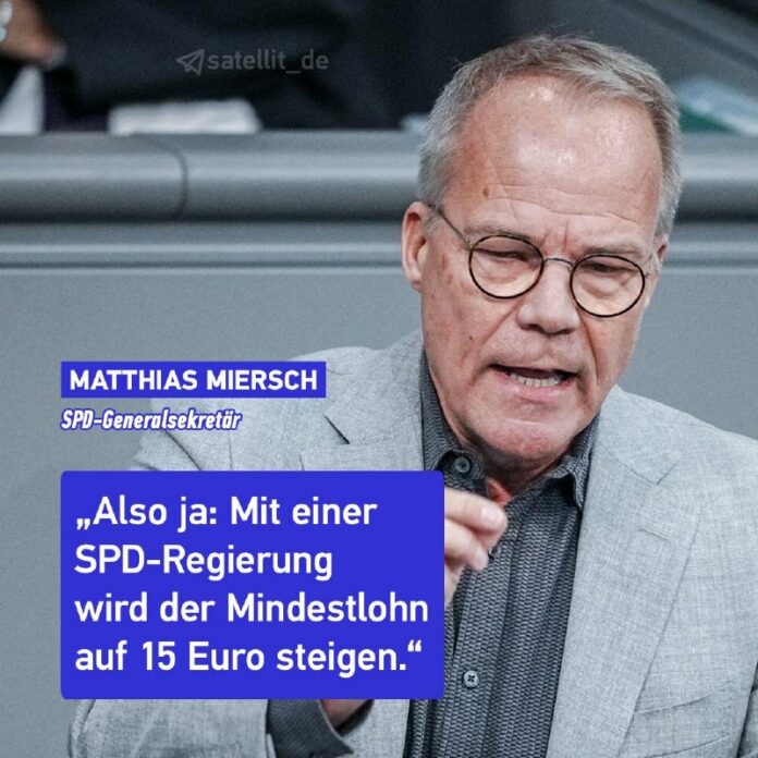 Miersch: SPD-Regierung will 15-Euro-Mindestlohn durchdrückenDie #SPD will eine E...