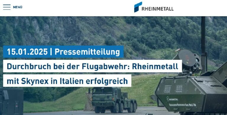 Rheinmetall bekommt Flugabwehr-Auftrag aus RomRheinmetall hat sein neues Flugabw…