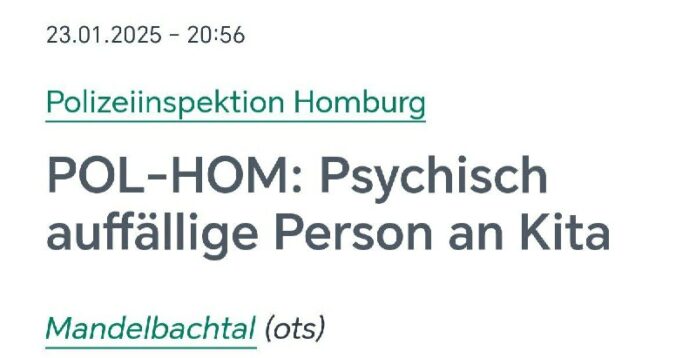 „Psychisch auffälliger“ Migrant wollte in saarländische Kita eindringenAm Donner...