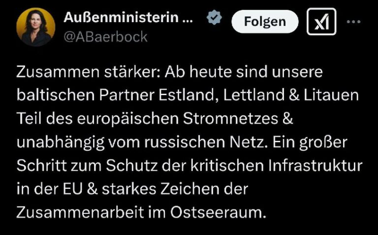 Baltische Staaten schalten russischen Strom ab – Baerbock spricht von „großem Sc…