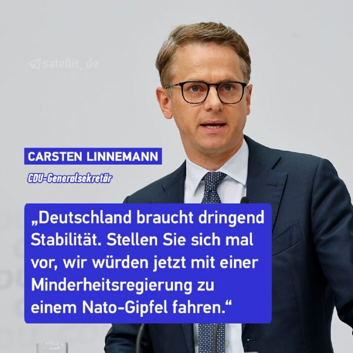 CDU-Generalsekretär schließt CDU-geführte Minderheitsregierung ausNach der Bunde...