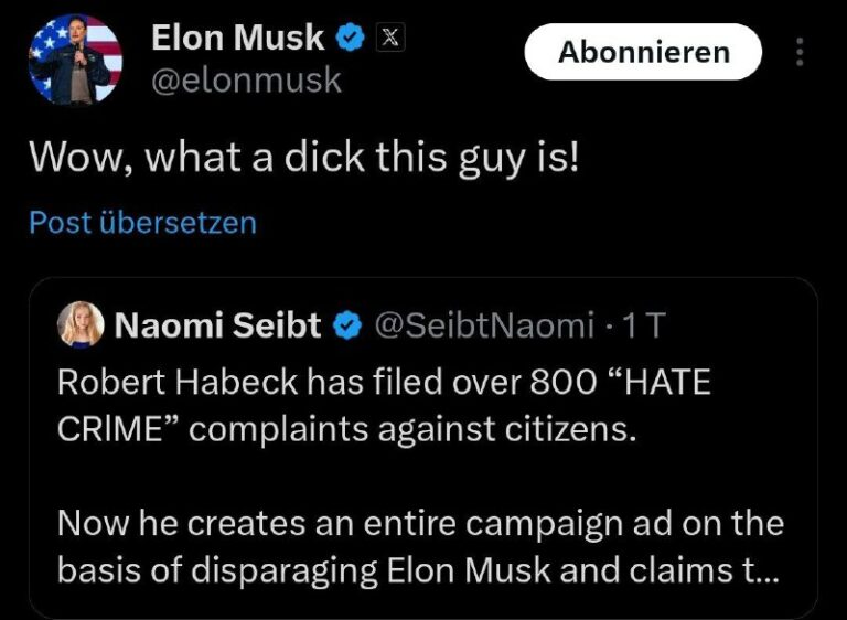 Musk über Habeck: „Was für ein Idiot dieser Typ ist!“  Tech-Milliardär und Präs…