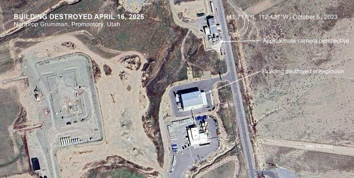 Explosion zerstört Gebäude der Northrop-Grumman-AnlageAuf dem Testgelände von N…