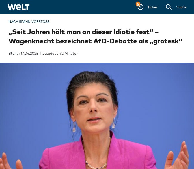 Wagenknecht bezeichnet Ausgrenzung der #AfD als „Idiotie“ Unions-Fraktionsvize J…
