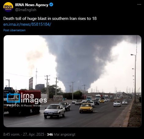 Zahl der Toten nach #Explosion im Iran steigt Bei einer Detonation in einem der …