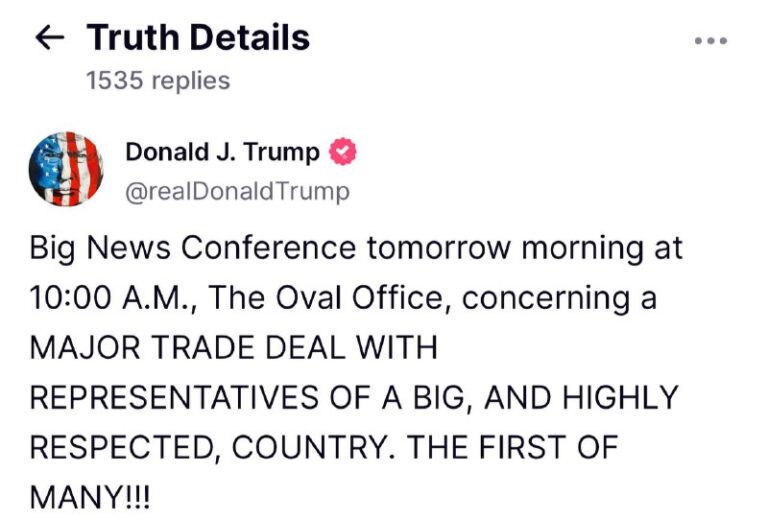Berichte: Trump verkündet heute Handelsabkommen mit Großbritannien US-Präsident …
