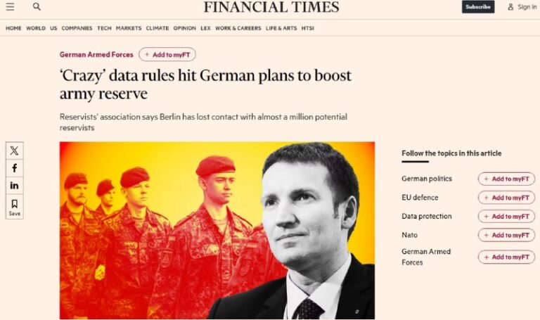 Bundeswehr hat die Kontaktdaten von rund einer Million Reservisten verlorenDer …