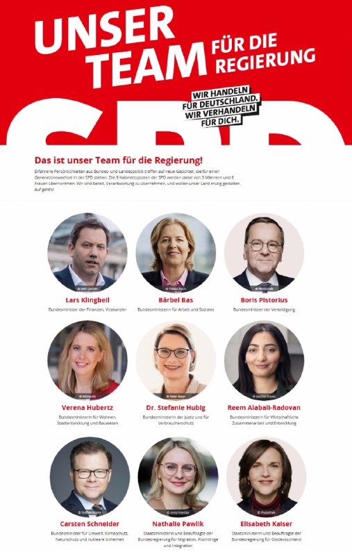Das neue Regierungsteam der #SPD steht festVier Ministerinnnen und drei Minister…