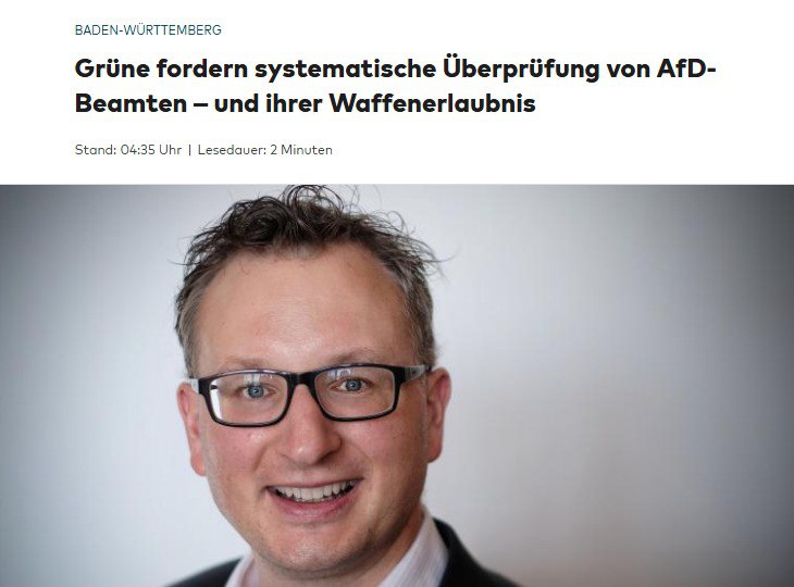 Grüne BW wollen AfD-Politiker im Staatsdienst auf Verfassungstreue überprüfenAus…