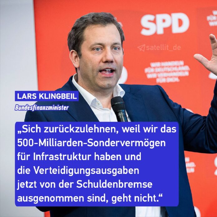 Klingbeil pocht auf Schuldenbremsen-Reform — und fordert Ministerien zum Sparen ...