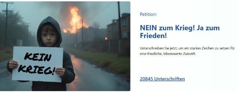 Petition fordert Ende der Kriegstreiberei von Politik und WirtschaftDie Publizis…