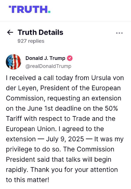 Trump verschiebt Zölle gegen die EUUS-Präsident Donald #Trump will die Einführun…