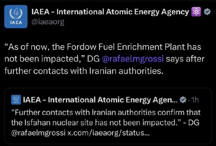  BREAKING – IAEA: Irans wichtigste Uran-Anreicherungsanlage *nicht* getroffenDie...