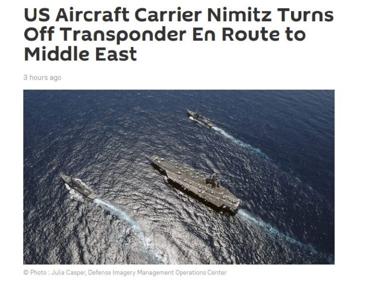 US-Flugzeugträger Nimitz schaltet Transponder auf dem Weg in den Nahen Osten ab...